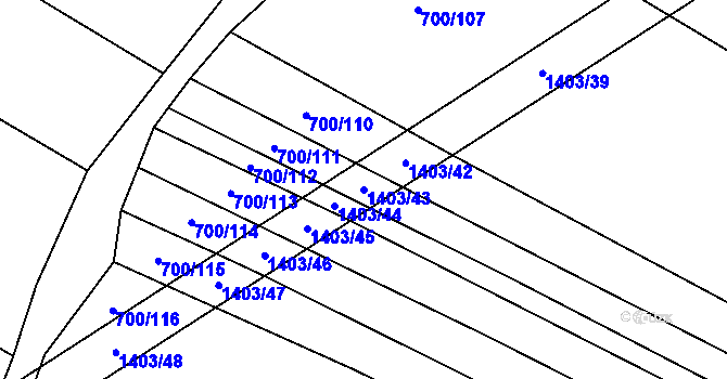 Parcela st. 1403/43 v KÚ Velká Roudka, Katastrální mapa