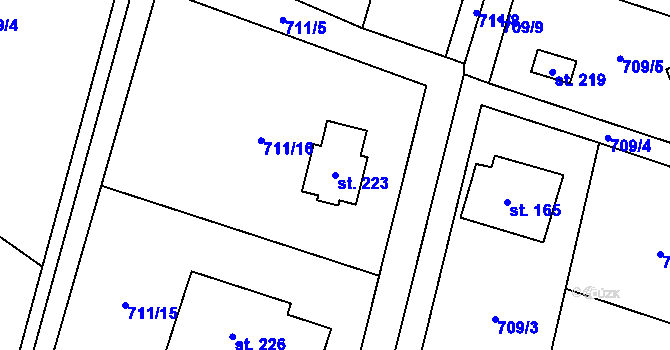 Parcela st. 223 v KÚ Velká Skrovnice, Katastrální mapa