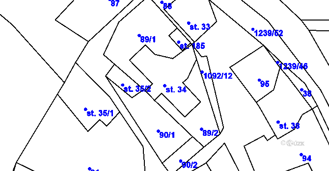Parcela st. 34 v KÚ Velká Skrovnice, Katastrální mapa