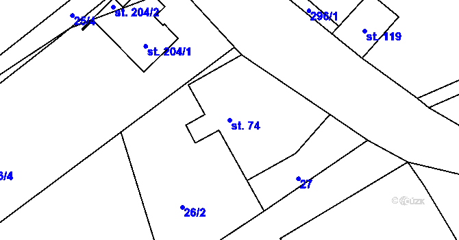 Parcela st. 74 v KÚ Velká Skrovnice, Katastrální mapa
