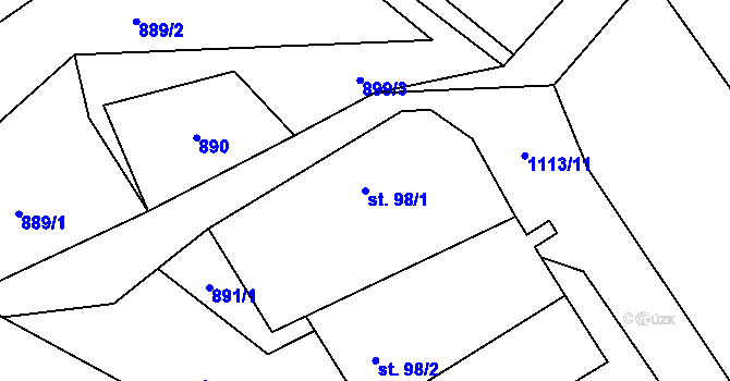 Parcela st. 98/1 v KÚ Velká Skrovnice, Katastrální mapa