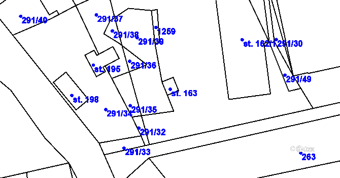 Parcela st. 163 v KÚ Velká Skrovnice, Katastrální mapa