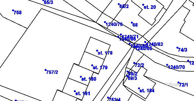Parcela st. 178 v KÚ Velká Skrovnice, Katastrální mapa
