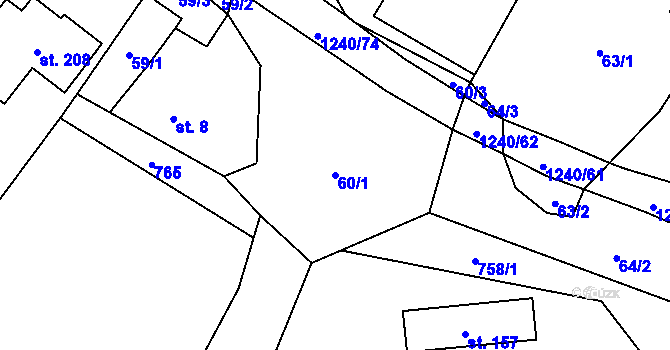 Parcela st. 60/1 v KÚ Velká Skrovnice, Katastrální mapa