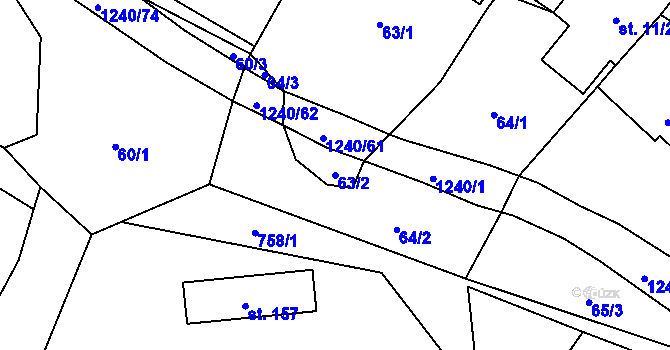 Parcela st. 63/2 v KÚ Velká Skrovnice, Katastrální mapa