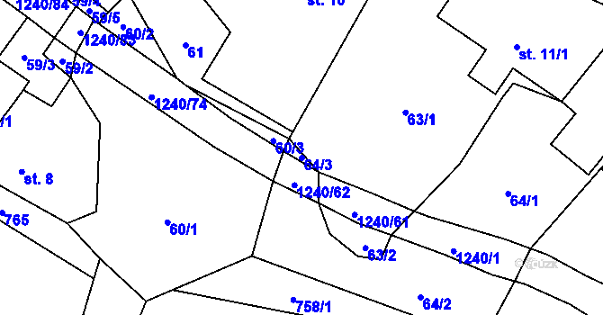 Parcela st. 64/3 v KÚ Velká Skrovnice, Katastrální mapa