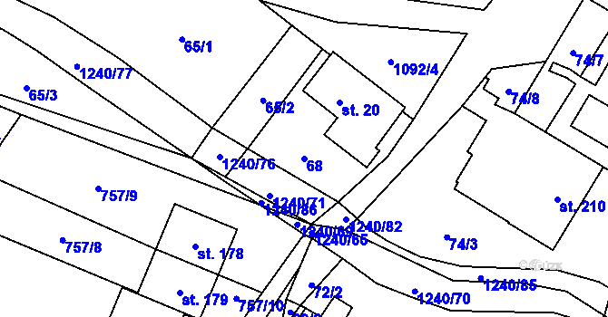Parcela st. 68 v KÚ Velká Skrovnice, Katastrální mapa