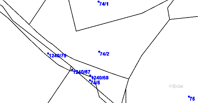 Parcela st. 74/2 v KÚ Velká Skrovnice, Katastrální mapa