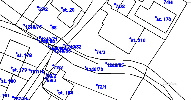 Parcela st. 74/3 v KÚ Velká Skrovnice, Katastrální mapa