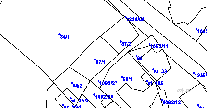 Parcela st. 87 v KÚ Velká Skrovnice, Katastrální mapa