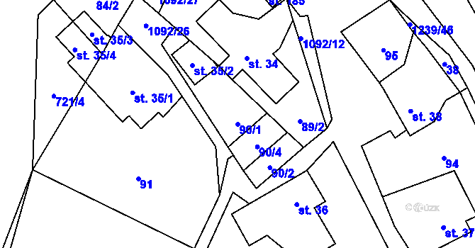 Parcela st. 90/1 v KÚ Velká Skrovnice, Katastrální mapa
