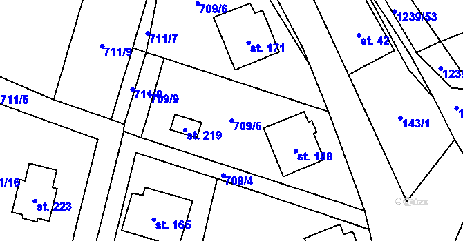 Parcela st. 709/5 v KÚ Velká Skrovnice, Katastrální mapa
