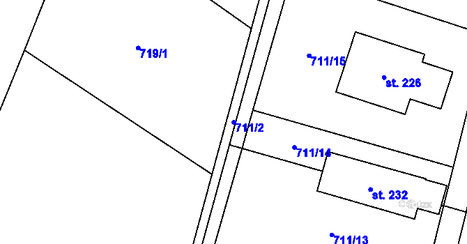 Parcela st. 711/2 v KÚ Velká Skrovnice, Katastrální mapa