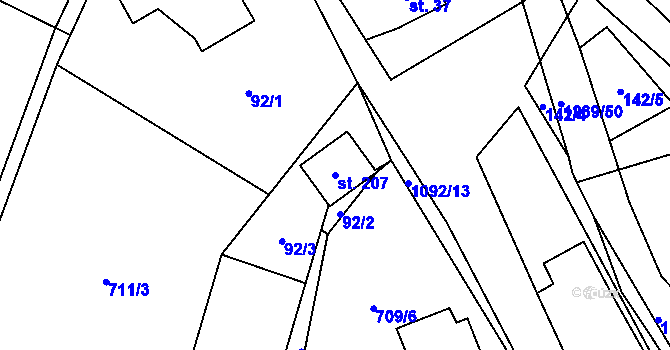 Parcela st. 207 v KÚ Velká Skrovnice, Katastrální mapa