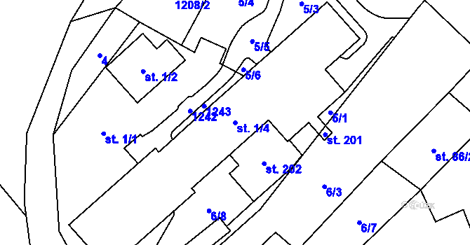 Parcela st. 1/4 v KÚ Velká Skrovnice, Katastrální mapa