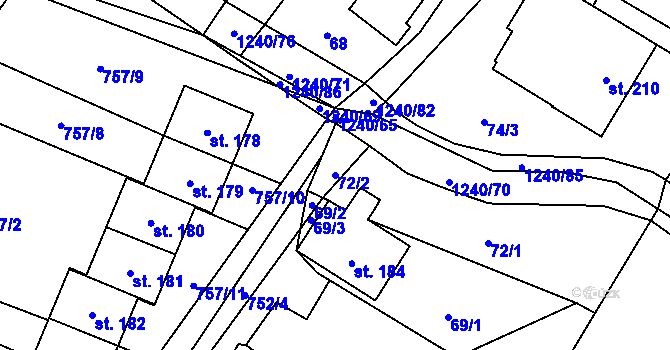 Parcela st. 72/2 v KÚ Velká Skrovnice, Katastrální mapa