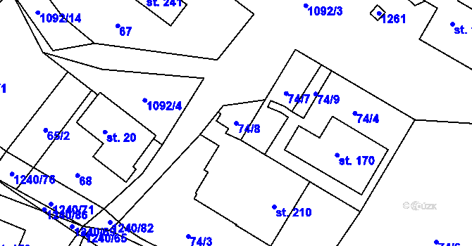 Parcela st. 74/8 v KÚ Velká Skrovnice, Katastrální mapa