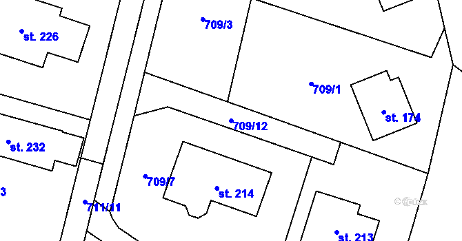 Parcela st. 709/12 v KÚ Velká Skrovnice, Katastrální mapa