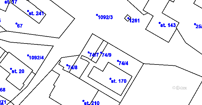 Parcela st. 74/9 v KÚ Velká Skrovnice, Katastrální mapa