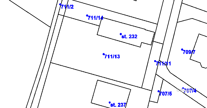 Parcela st. 711/13 v KÚ Velká Skrovnice, Katastrální mapa
