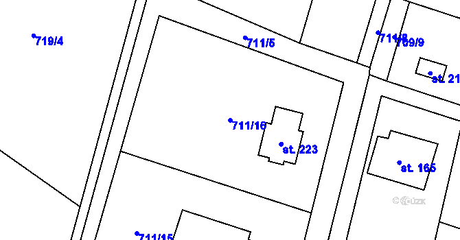 Parcela st. 711/16 v KÚ Velká Skrovnice, Katastrální mapa