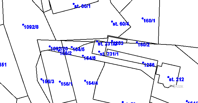 Parcela st. 231/1 v KÚ Velká Skrovnice, Katastrální mapa