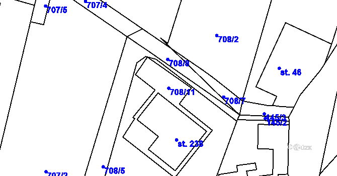 Parcela st. 708/11 v KÚ Velká Skrovnice, Katastrální mapa