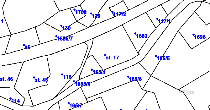Parcela st. 17 v KÚ Velká Veleň, Katastrální mapa