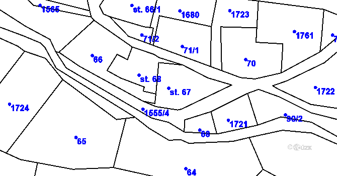 Parcela st. 67 v KÚ Velká Veleň, Katastrální mapa