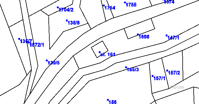 Parcela st. 161 v KÚ Velká Veleň, Katastrální mapa