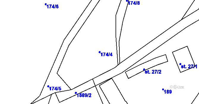 Parcela st. 174/4 v KÚ Velká Veleň, Katastrální mapa