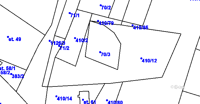 Parcela st. 70/3 v KÚ Velká Ves, Katastrální mapa