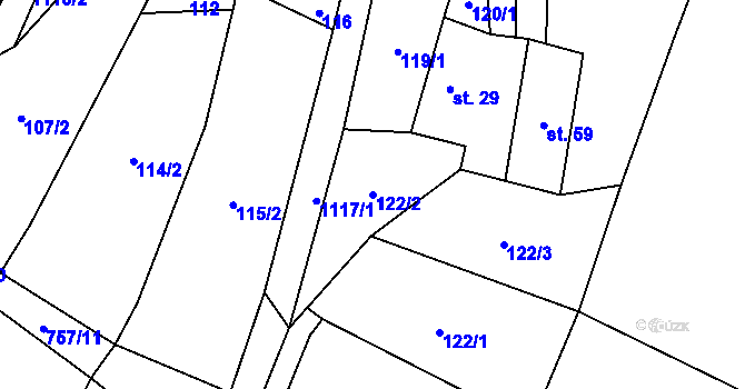 Parcela st. 122/2 v KÚ Velká Ves, Katastrální mapa