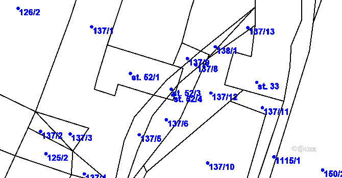Parcela st. 52/3 v KÚ Velká Ves, Katastrální mapa