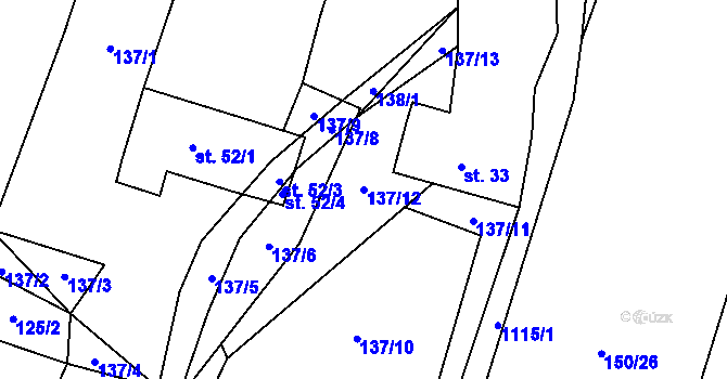 Parcela st. 137/12 v KÚ Velká Ves, Katastrální mapa