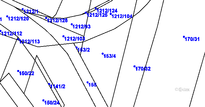 Parcela st. 153/4 v KÚ Velká Ves, Katastrální mapa