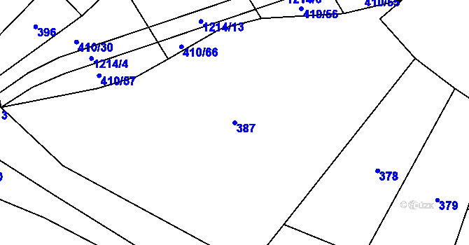 Parcela st. 387 v KÚ Velká Ves, Katastrální mapa