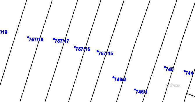 Parcela st. 757/15 v KÚ Velká Ves, Katastrální mapa