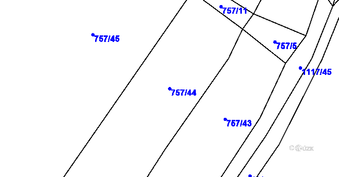 Parcela st. 757/44 v KÚ Velká Ves, Katastrální mapa