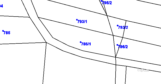 Parcela st. 786/1 v KÚ Velká Ves, Katastrální mapa