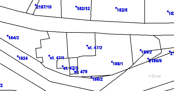 Parcela st. 47/2 v KÚ Velké Albrechtice, Katastrální mapa