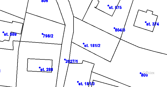 Parcela st. 181/2 v KÚ Velké Albrechtice, Katastrální mapa
