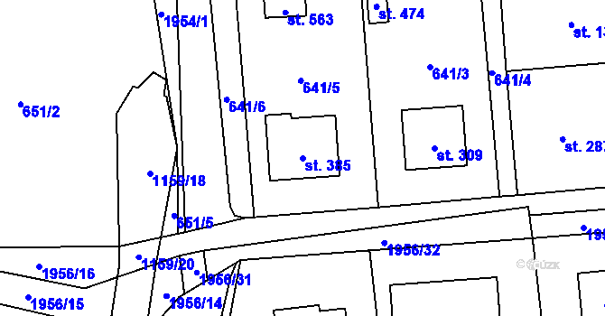 Parcela st. 385 v KÚ Velké Albrechtice, Katastrální mapa