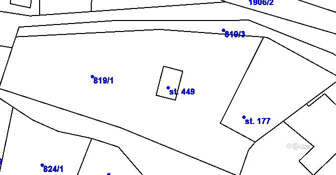 Parcela st. 449 v KÚ Velké Albrechtice, Katastrální mapa