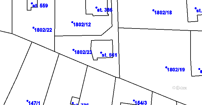 Parcela st. 561 v KÚ Velké Albrechtice, Katastrální mapa