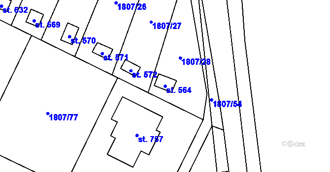 Parcela st. 564 v KÚ Velké Albrechtice, Katastrální mapa