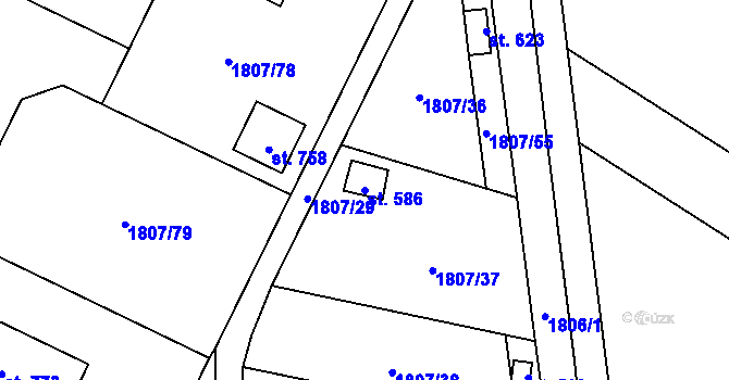 Parcela st. 586 v KÚ Velké Albrechtice, Katastrální mapa