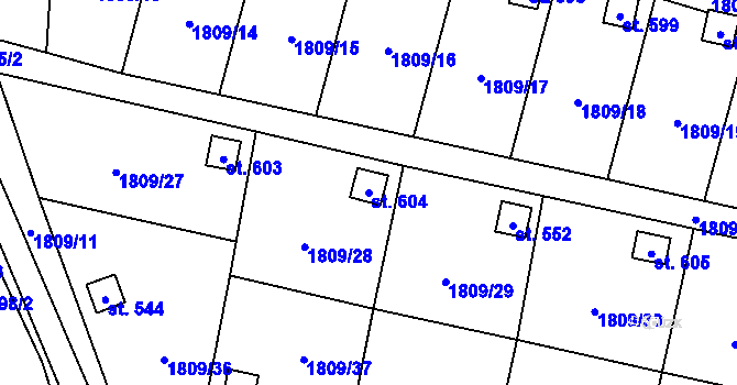 Parcela st. 604 v KÚ Velké Albrechtice, Katastrální mapa