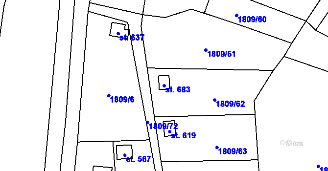 Parcela st. 683 v KÚ Velké Albrechtice, Katastrální mapa