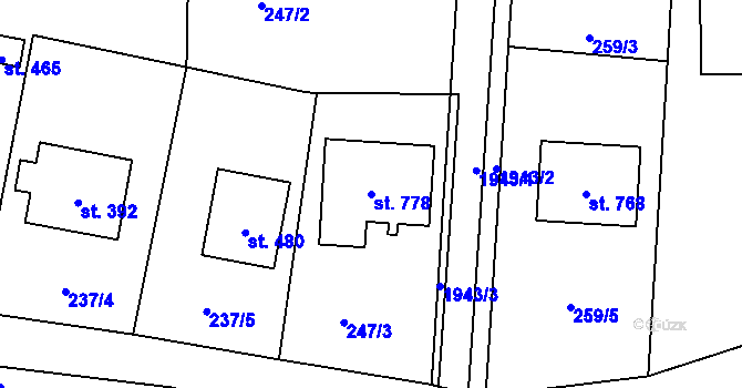 Parcela st. 778 v KÚ Velké Albrechtice, Katastrální mapa